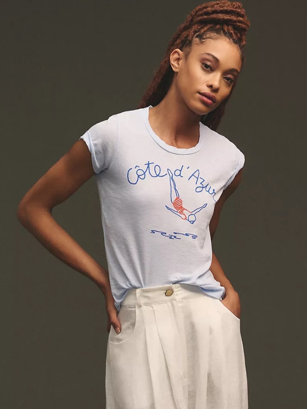 Sundry Light Blue Côte d'Azur 2 Medium Pima cotton Graphic Boy Tee